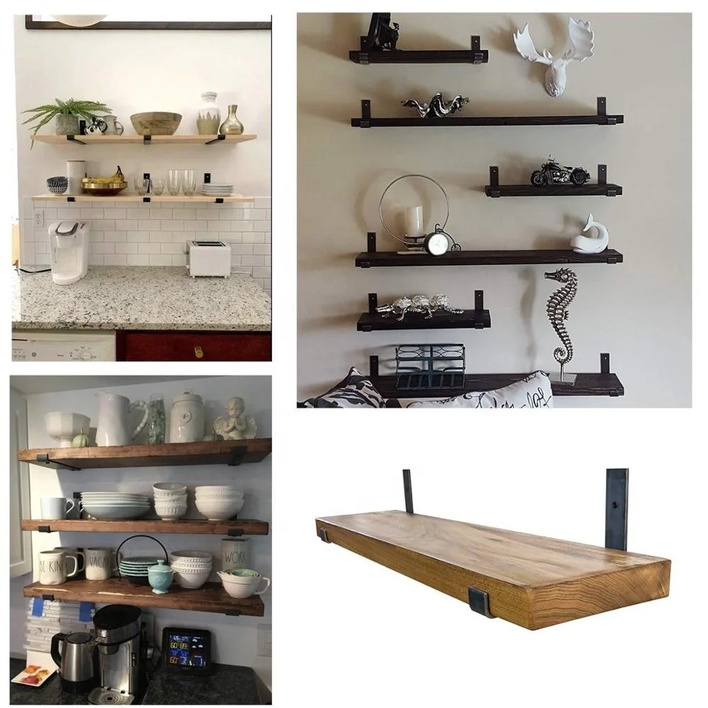 
Heavy Duty Metal Steel Lip Decorative Shelf Wall Brackets Shelves Storage Angle Corner Brackets for Study Bedroom Kitchen 