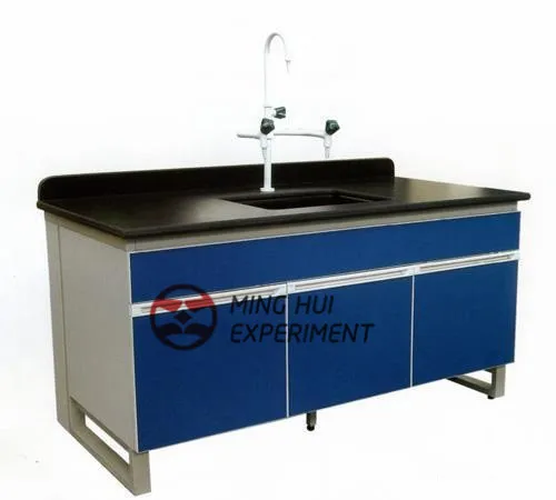 
Steel and wood sink table 