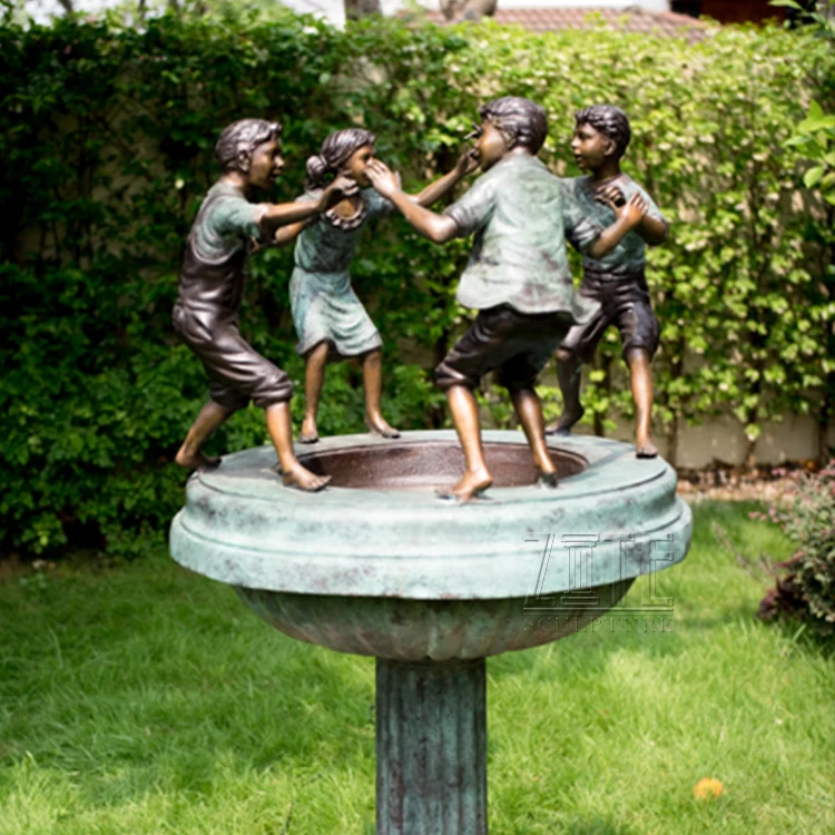 Modern Decoration bronze children riding crocodile statue sculpture