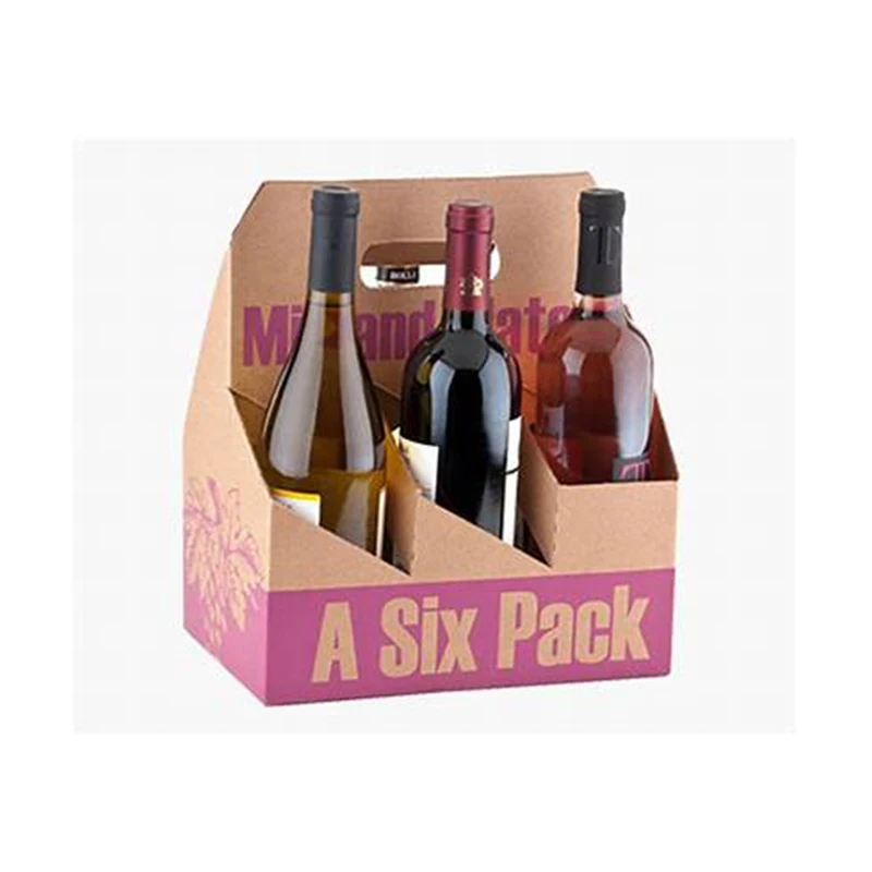 Cardboard 4 pack bottle carrier 6 pack beer wine carrier packaging box
