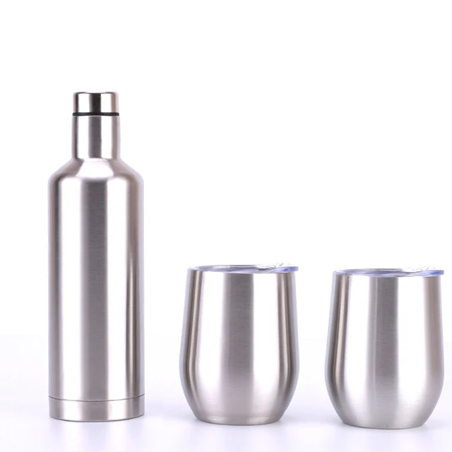 500ml Red wine bottle metal vacuum flask stainless steel insulated funky thermos flasks