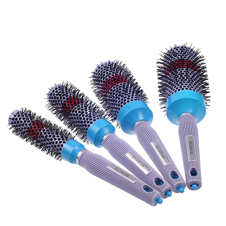 EUREKA 9408CBY Anti-slide Handle Heat Resistant Temperature Sensitive Ceramic Painting Aluminum Barrel Round Hair Salon Brush