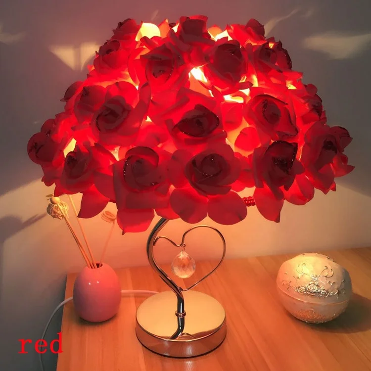 Factory wholesale wedding decoration bedside colorful Rose desk lamp