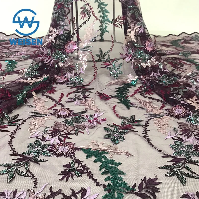 Embroidery Flower Net Embroidered Dance Wear Wholesale 2019 Sequin Lace Fabric