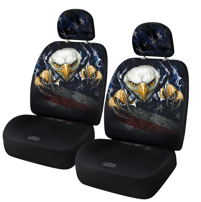 Лицензионный чехол для автомобильного сиденья с имитацией летальной опасности, универсальные чехлы для сидений с 2 переднями