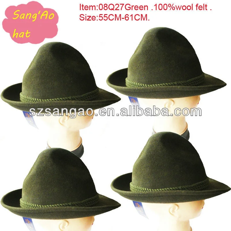 wholesale Mix green floppy napoleon hat men felt fashion