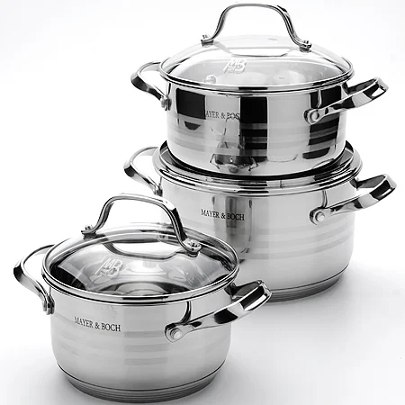 Kitchen accessories stainless steel pots and pans set induction bottom cookware set