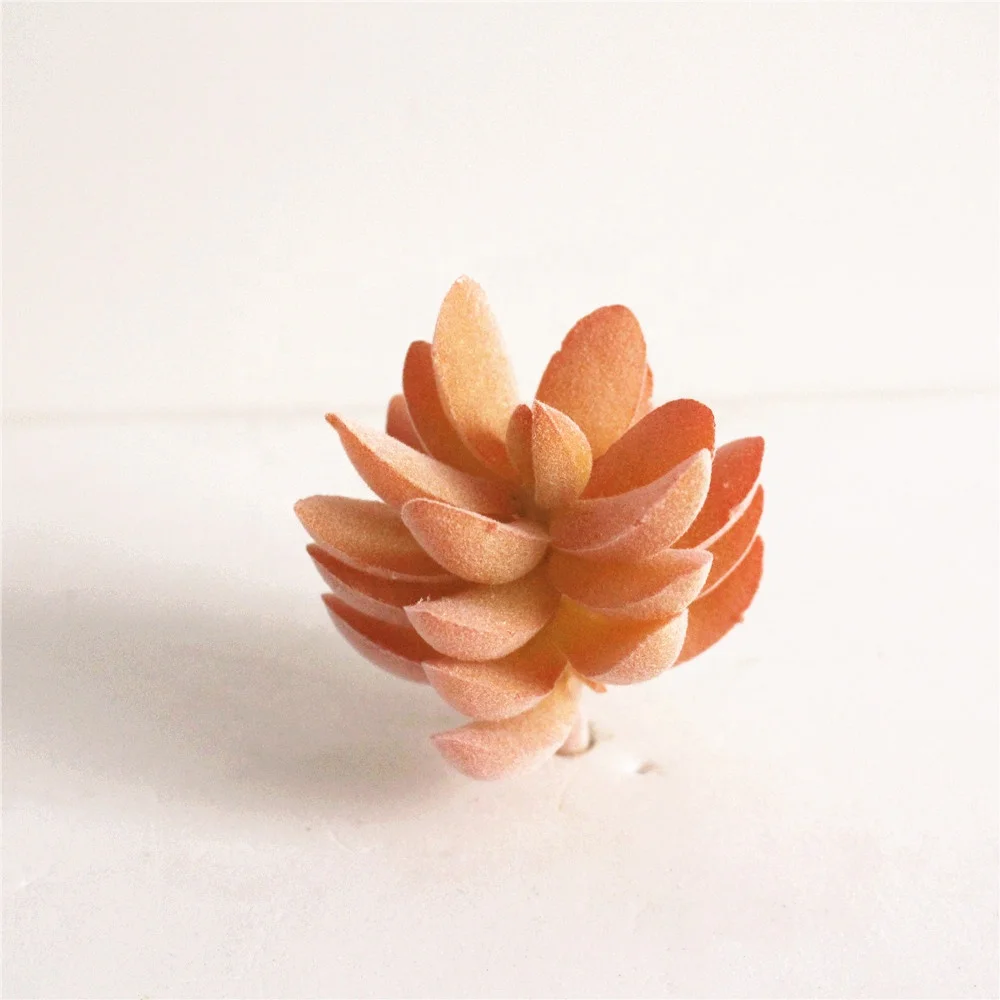 DIY Yellow colorful Flocking artificial flower heads Artificial succulent