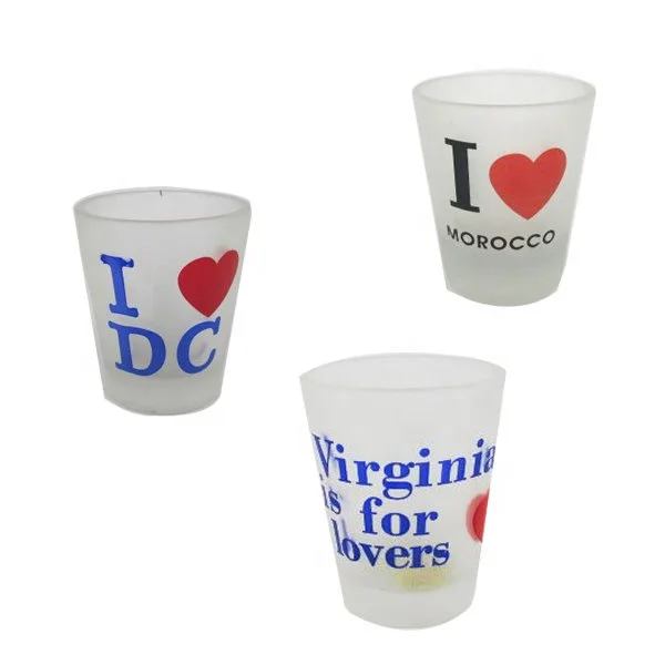 Custom Printed Pattern Morocco Souvenir Frosted Cheap Decorative Shot Glasses