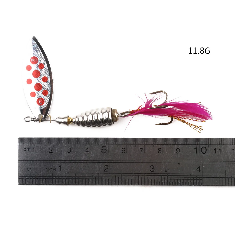 Metal Spinner Fishing Bait Spoon 10g-13g Fishing lure Silver/Gold Color Retail Box Catfish Bass Lures 360 Rotation