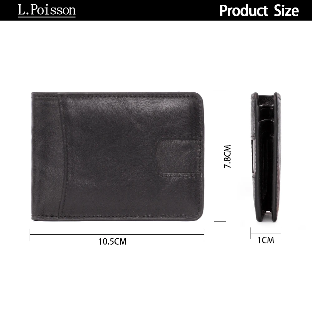 
Wholesale Top Grain Cow Leather Wallet Factory Credit Card Holder Purse RFID Blocking Small Unisex Wallet for Men 