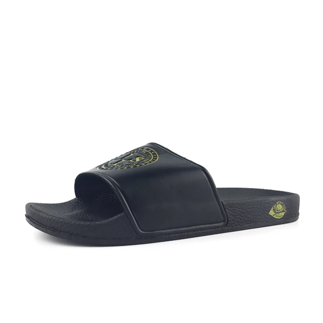 Greatshoe Пользовательский логотип антистатические летние ПВХ Черные тапочки скользящие сандалии для мужчин