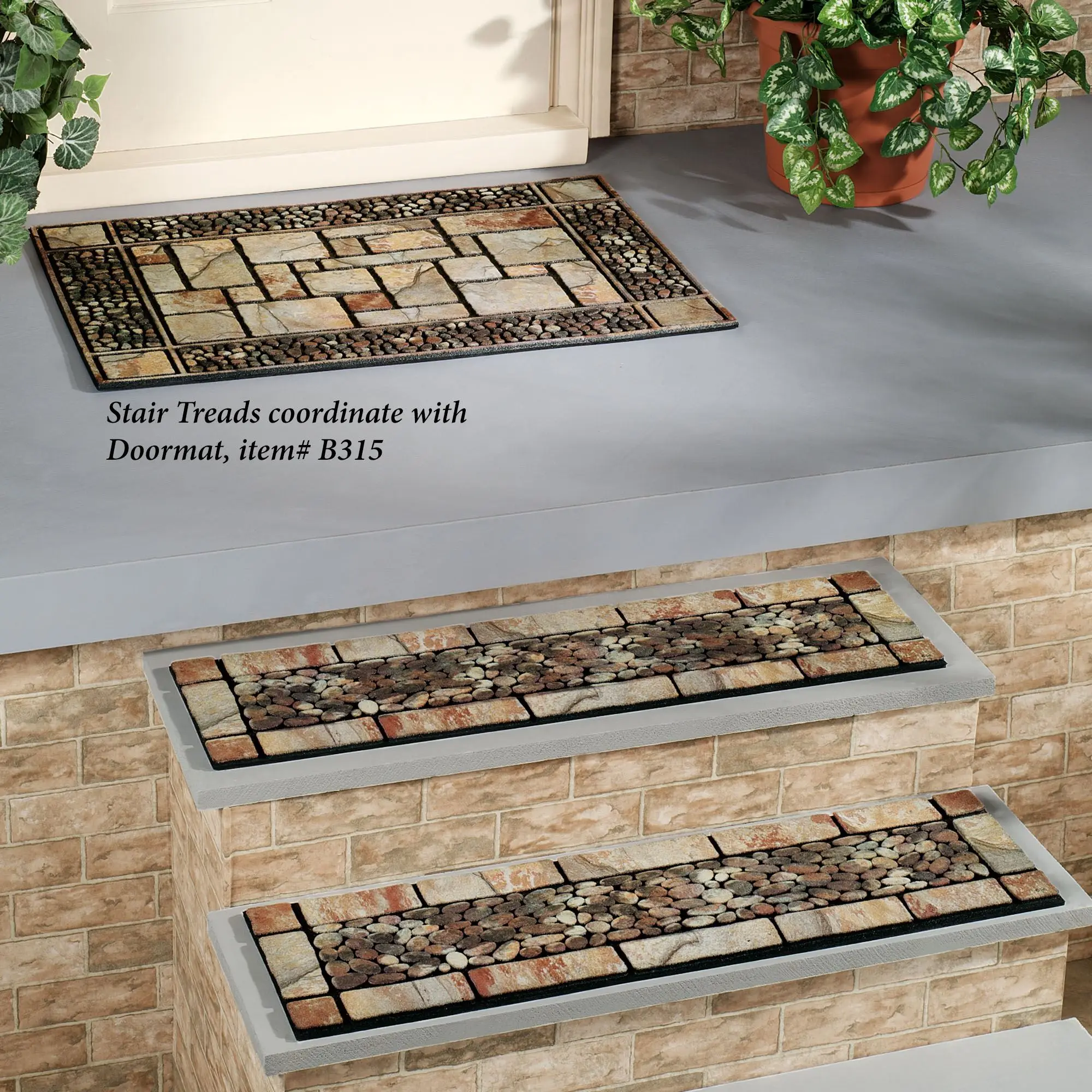 Patio Stone Anti Slip Recycled Rubber Crumb Outdoor Flocked Rubber Stair Tread Mats