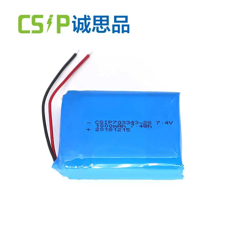 
7.4v lithium polymer battery pack 1000mAh 2S1P 703343 lipo battery 