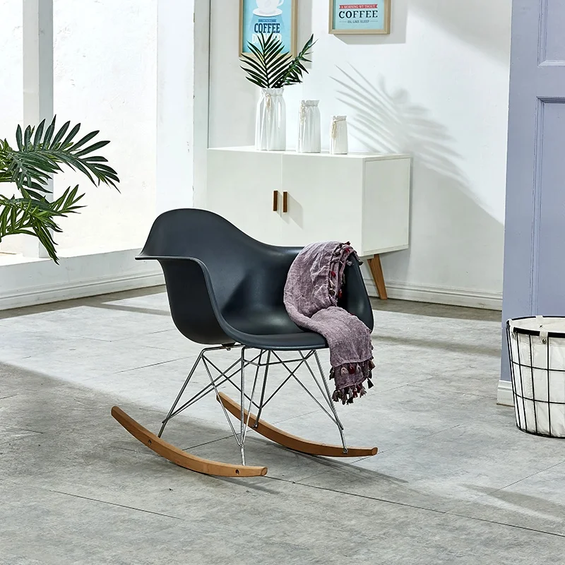 
wholesale hotel leisure modern style Stock PP plastic wooden legs living room rocking lounge chair 