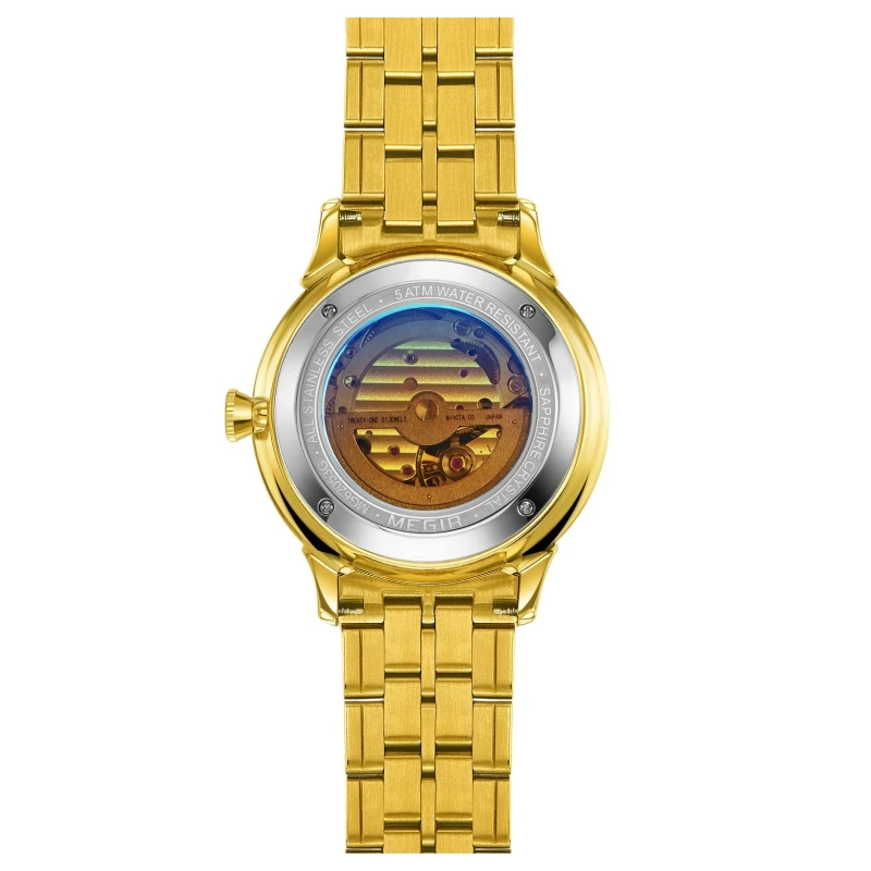 Shenzhen Watch Manufacture Japan Mechanical Movement 82S7 Private Label Stainless Steel Skeleton Men Gold Automatic Watches