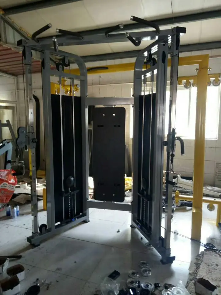 Multi Functional Smith Trainer with Cable Crossover &Rack with 80kg*2 Weight Stack