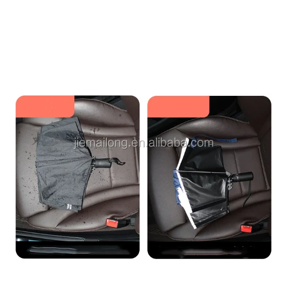 auto open and close 3 fold  black coated anti-UV Super resist water Reflective strip reverse umbrella with rubber handle