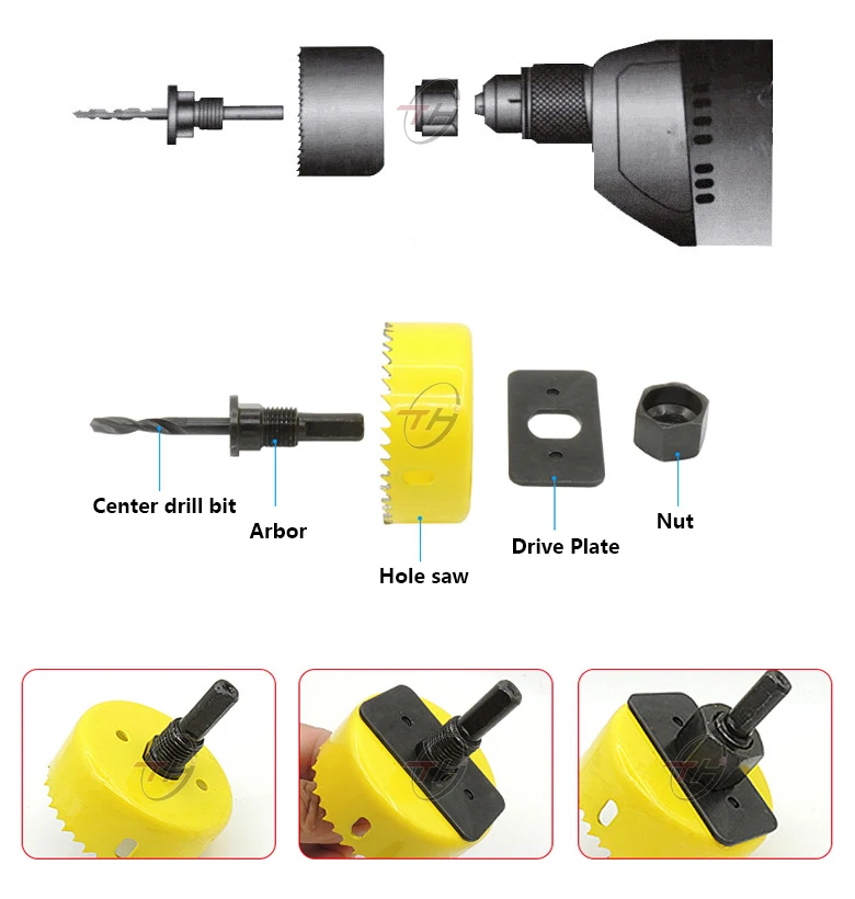 12PCS Low MOQ Black Hex Wrench Woodworking Tools Wood Hole Saw Sets