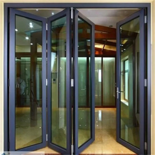 High quality frameless exterior aluminum stainless steel glass folding door system