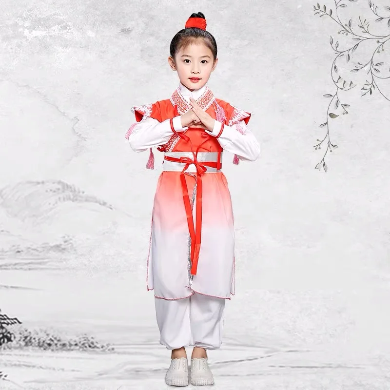 Традиционный китайский костюм для детей, костюм для представлений в детском саду с тремя героями
