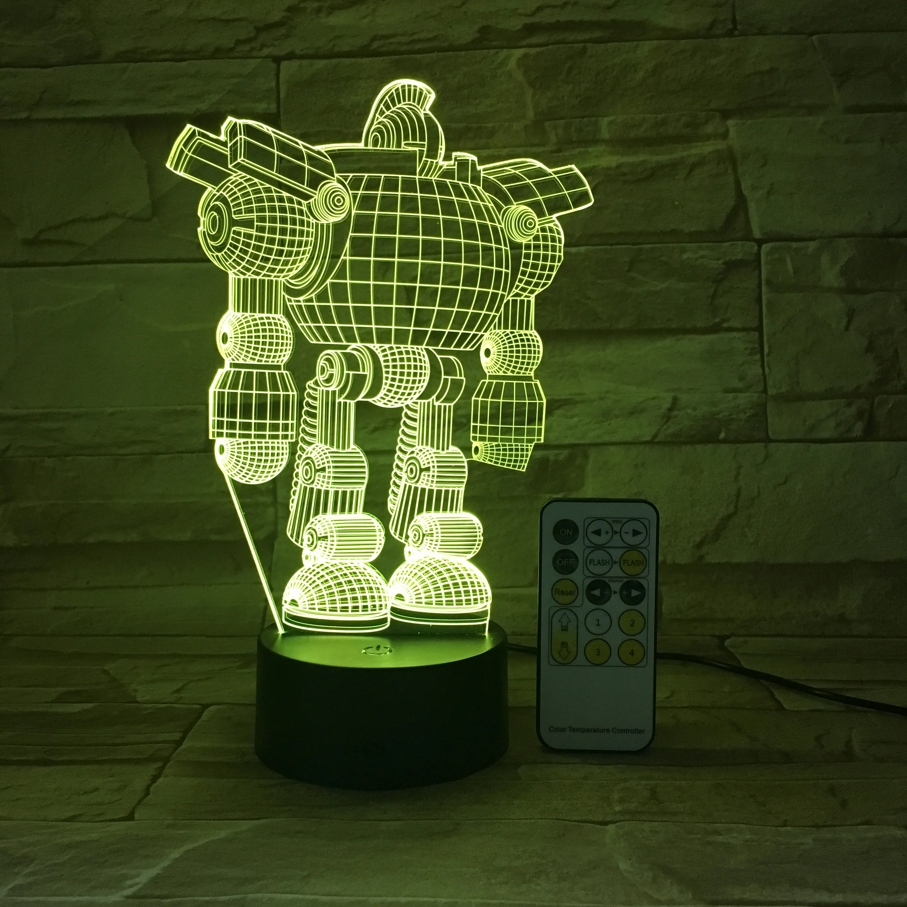 
Promotional Gifts Remote Control Robot Shape 3D LED Optical Visual Illusion Lamp Acrylic Night Light For Shop 