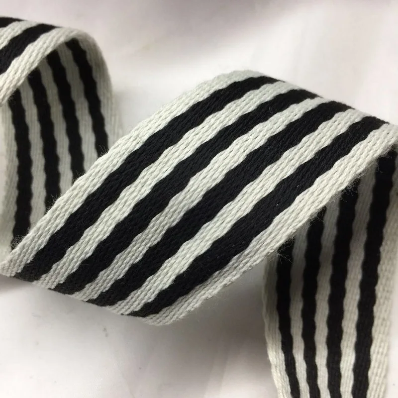 1.5inch width 1.5mm thickness multi color cotton strip ribbon for bag strap