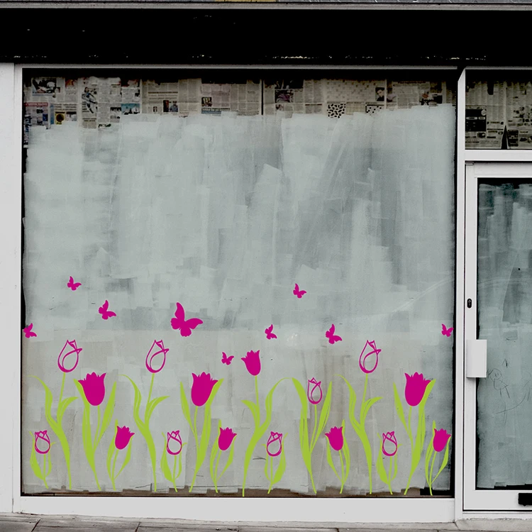 
wholesale Baseboard wall decals, red flower wall sticker,mirror decorative wall sticker 