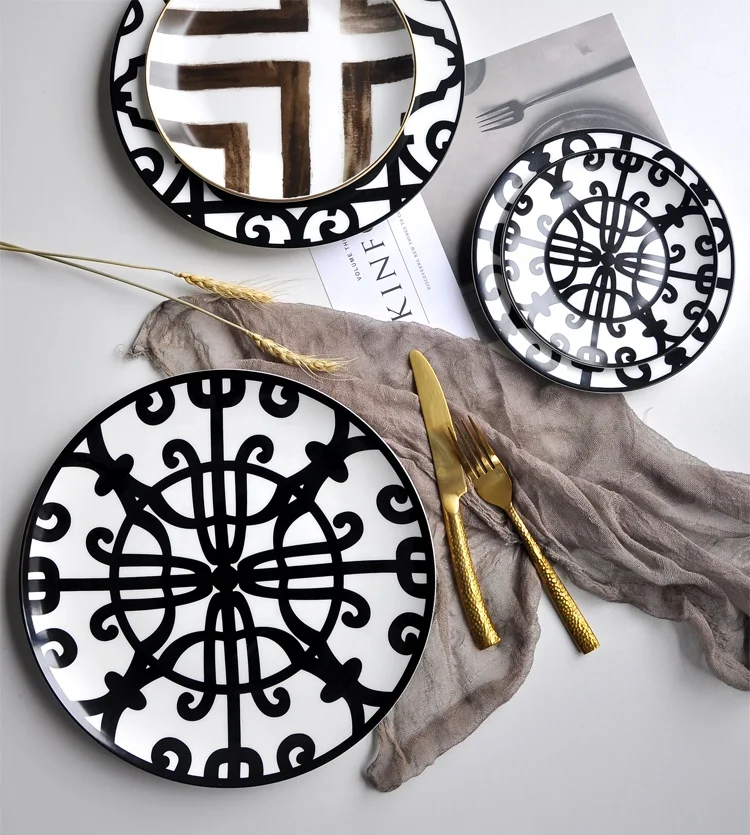 
Unique kitchen dinner plate, black ceramic charger plate wholesale 4 pcs a set 