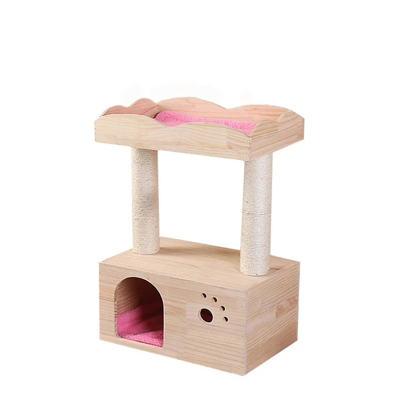 GMTPET Pet Furniture House Toys Factory OEM Wholesale Space-saving Solid Wood House Style Small Cat Tree