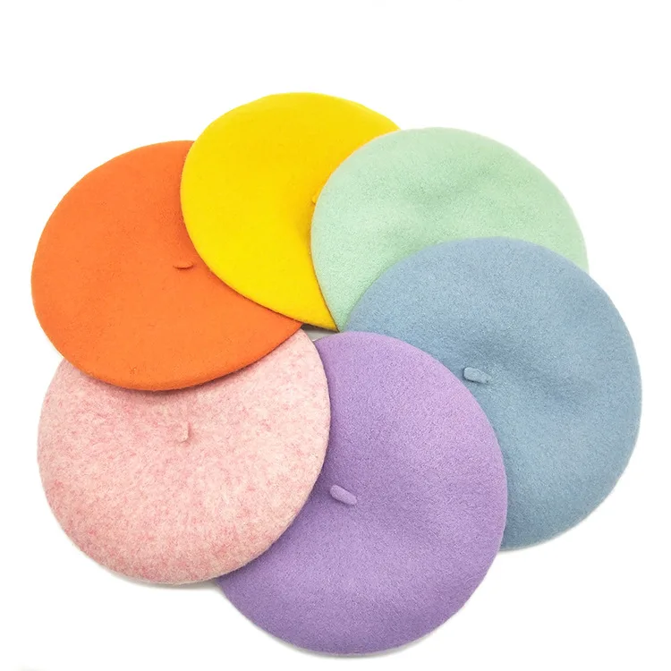 High Quality 100% Wool plain Knitted Beret caps