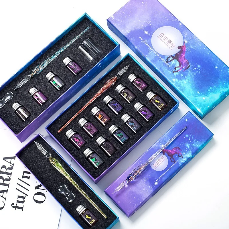 Promotional Smooth Writing Gift Crystal Glass Colourful ink Pen