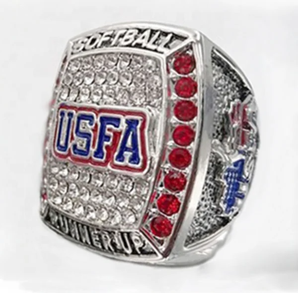 Hot sale black plated softball custom championship rings free 3D design