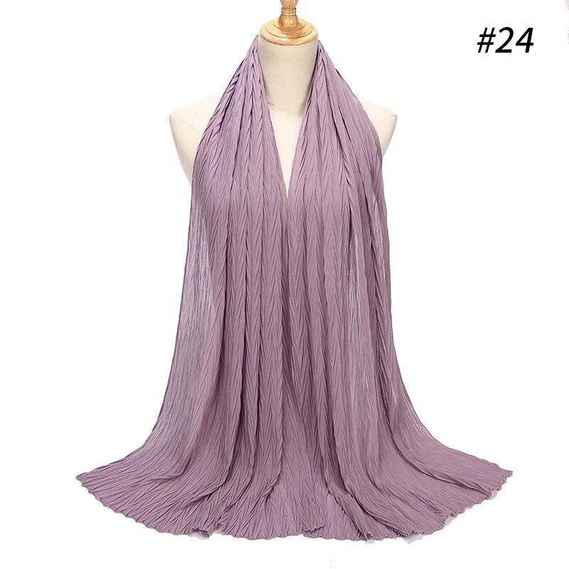 WY hijab factory wholesale 2019 hot selling high quality elegant 100% polyester chiffon fabric  pleated chiffon hijab scarf