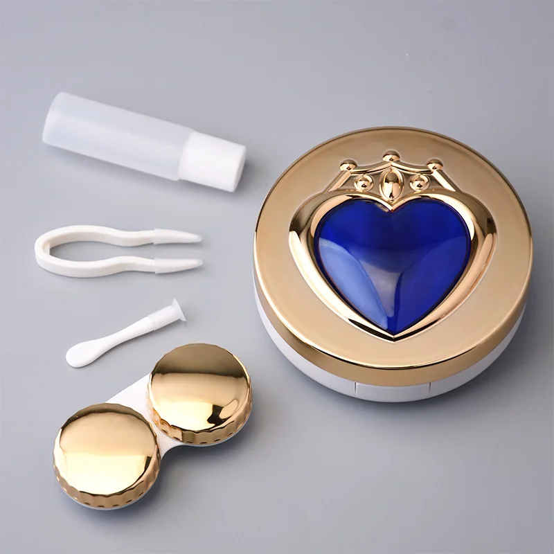 Silver Round Luxury Contact Lens Case Diamond Mate Box Wholesales Fashion  Lens Case