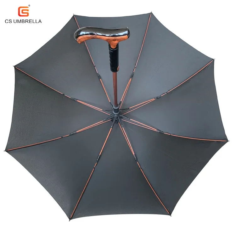 YS-1044 Walking Stick Design Umbrella Cane Crutch Anti Skid Aluminum Shaft Ergonomic Handle Umbrella