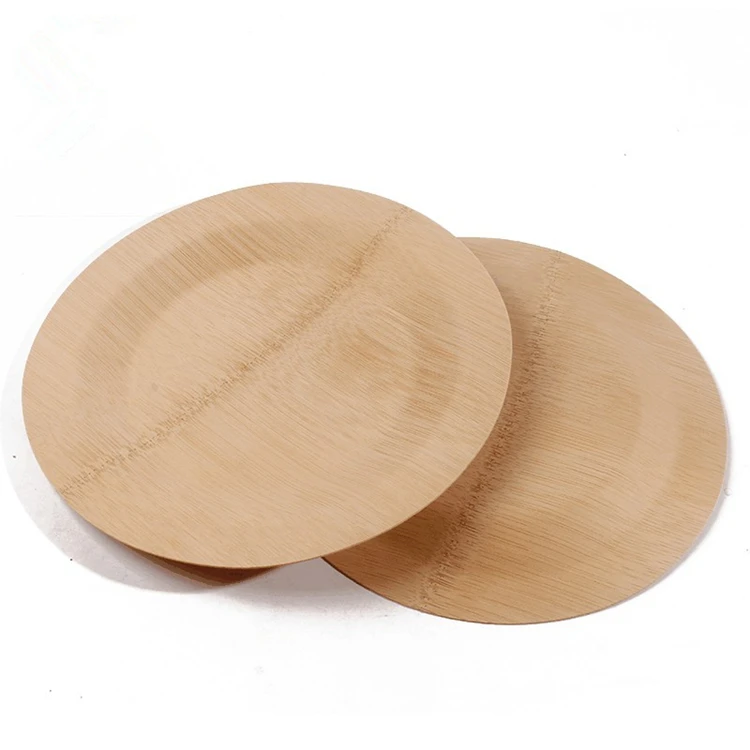 Hot Sell Natural Disposable 9 inch Round Bamboo Dinner Plates