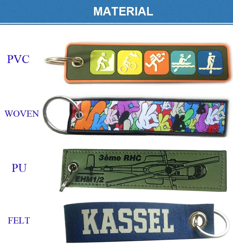 Customization Superior Quality Flight Keychains Blank Tags Custom Embroidery Design Your Own Key Tag