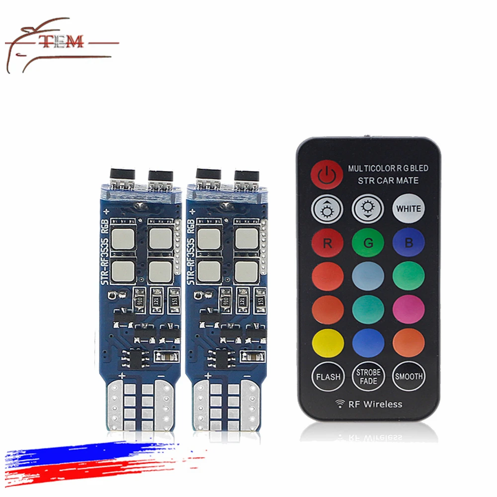 T10 RGB светодио дный светильники с дистанционным управлением РФ 2825 Strobe салона свет карта двери купола поворотника