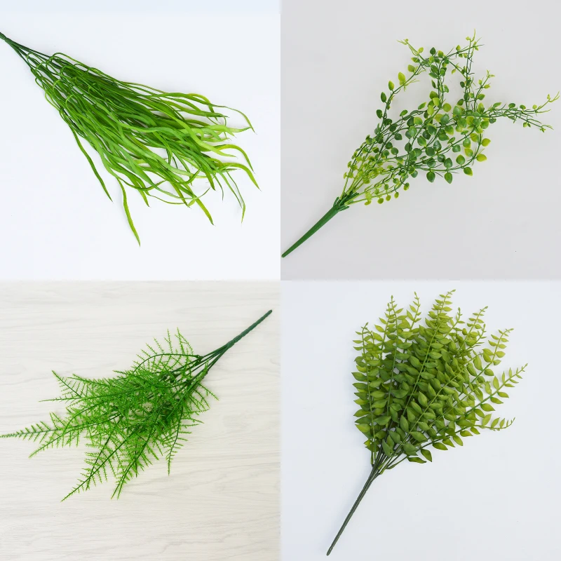 
High Quality Decorative Room Dining Room Artificial Eucalyptus Fern Green Plastic Plant 