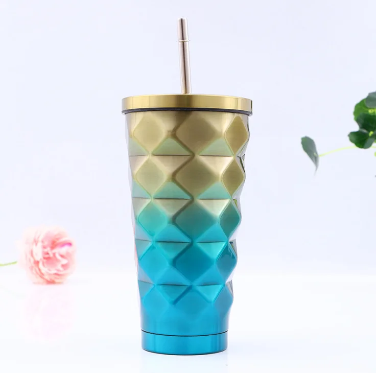New design 550ml straw cup tumbler with lid and straw thermal tumbler car mug for gift