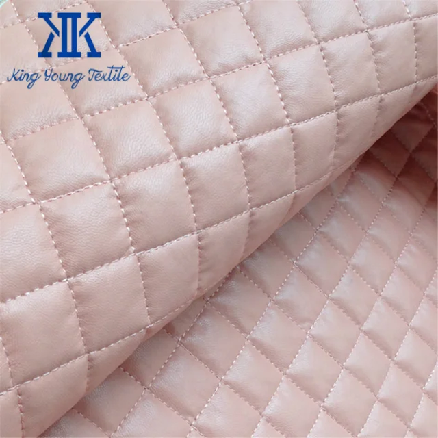 wholesale factory manufacturer faux synthetic genuine quilted pu pvc leather fabric