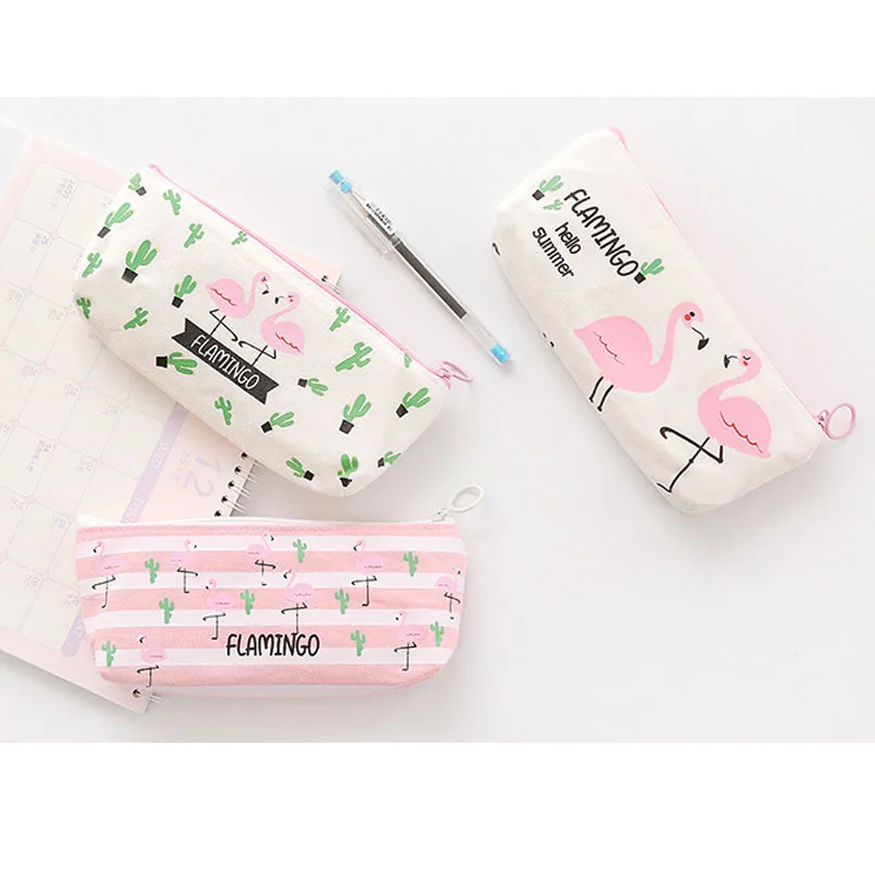Wholesale Custom Korean Version Cute Canvas Creative Fresh Pencil Bag Contracted Student Pencil Bag Cartoon Animal Pen Bag