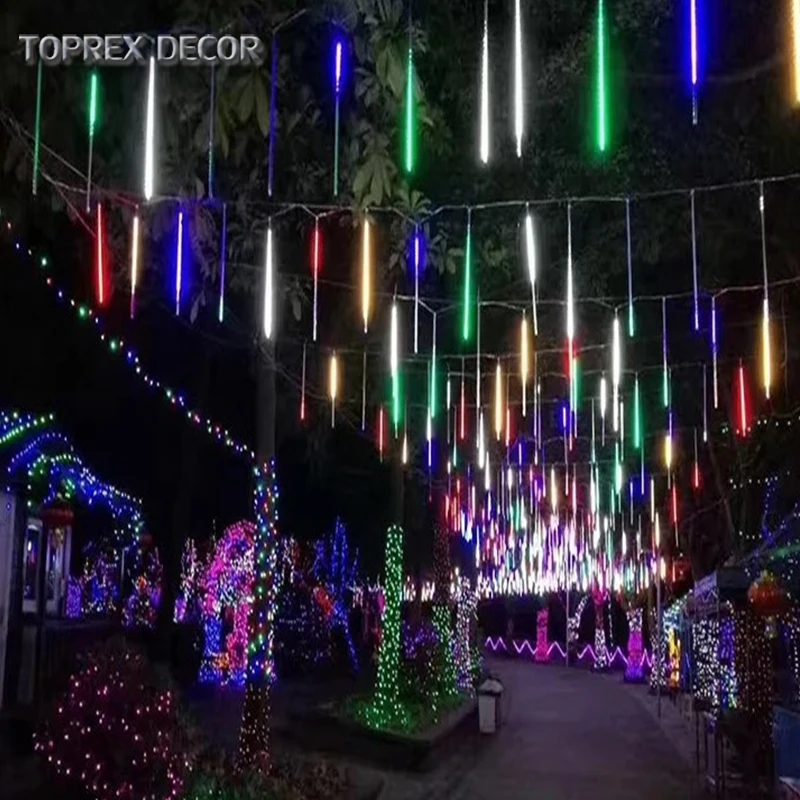 50cm 8 Tube Icicle Falling Rain String Cascading Christmas Led Meteor Shower Light For Wedding Party