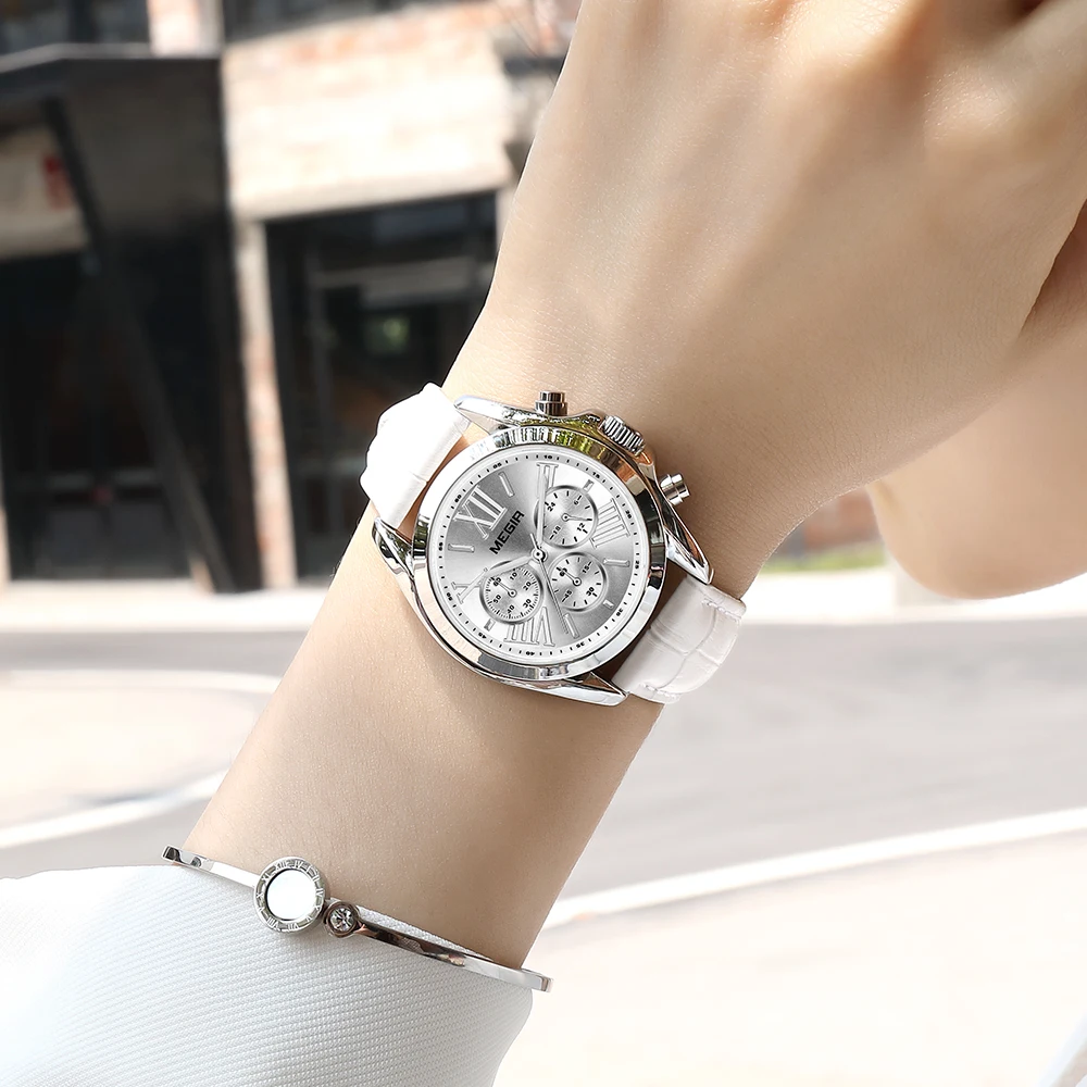 High Quality 3ATM Water Resistant Megir Brand Quartz Women Watch