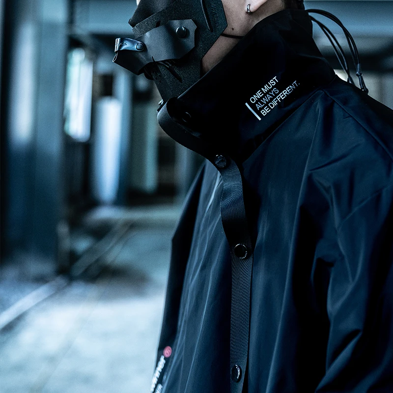 Killwinner street hip hop black coats fashion 100 polyester oblique webbing functional sports windproof men jacket