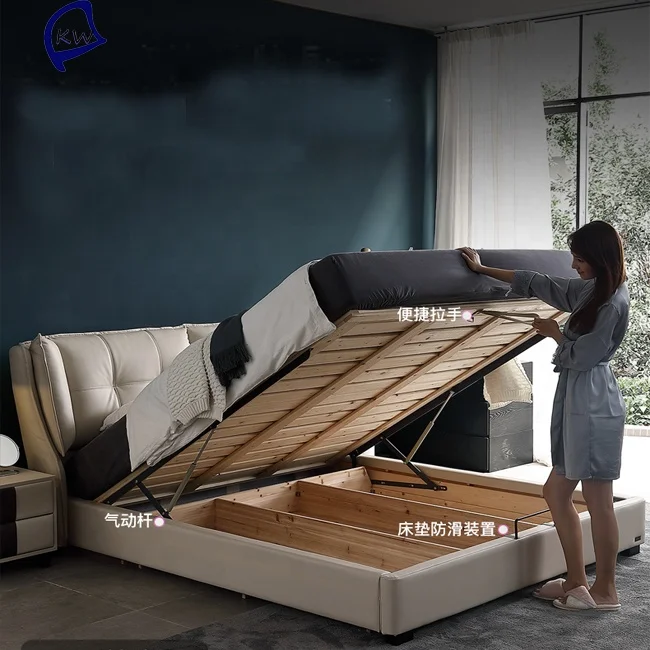 modern bedroom furniture copy leather beds storage leather bed