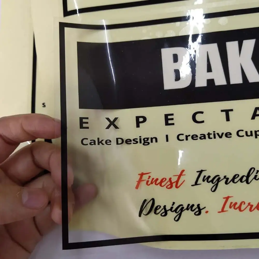 Factory offset two color sheet vinyl black and red color printing custom size transparent transparent adhesive labels