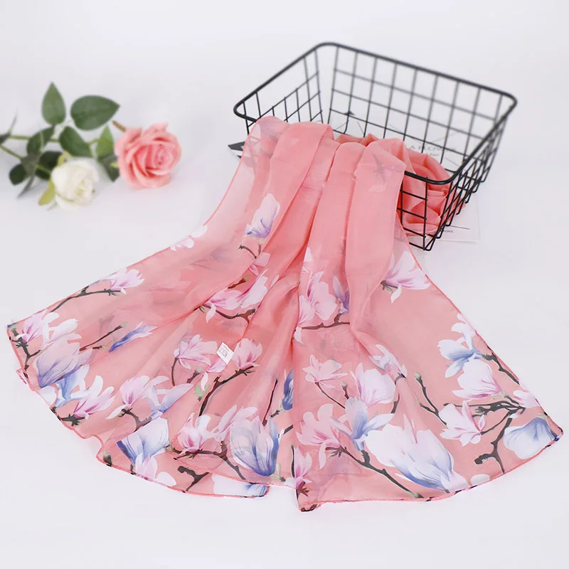 new korea style chiffon flower print scarf  head wrap hijab for women 0419043
