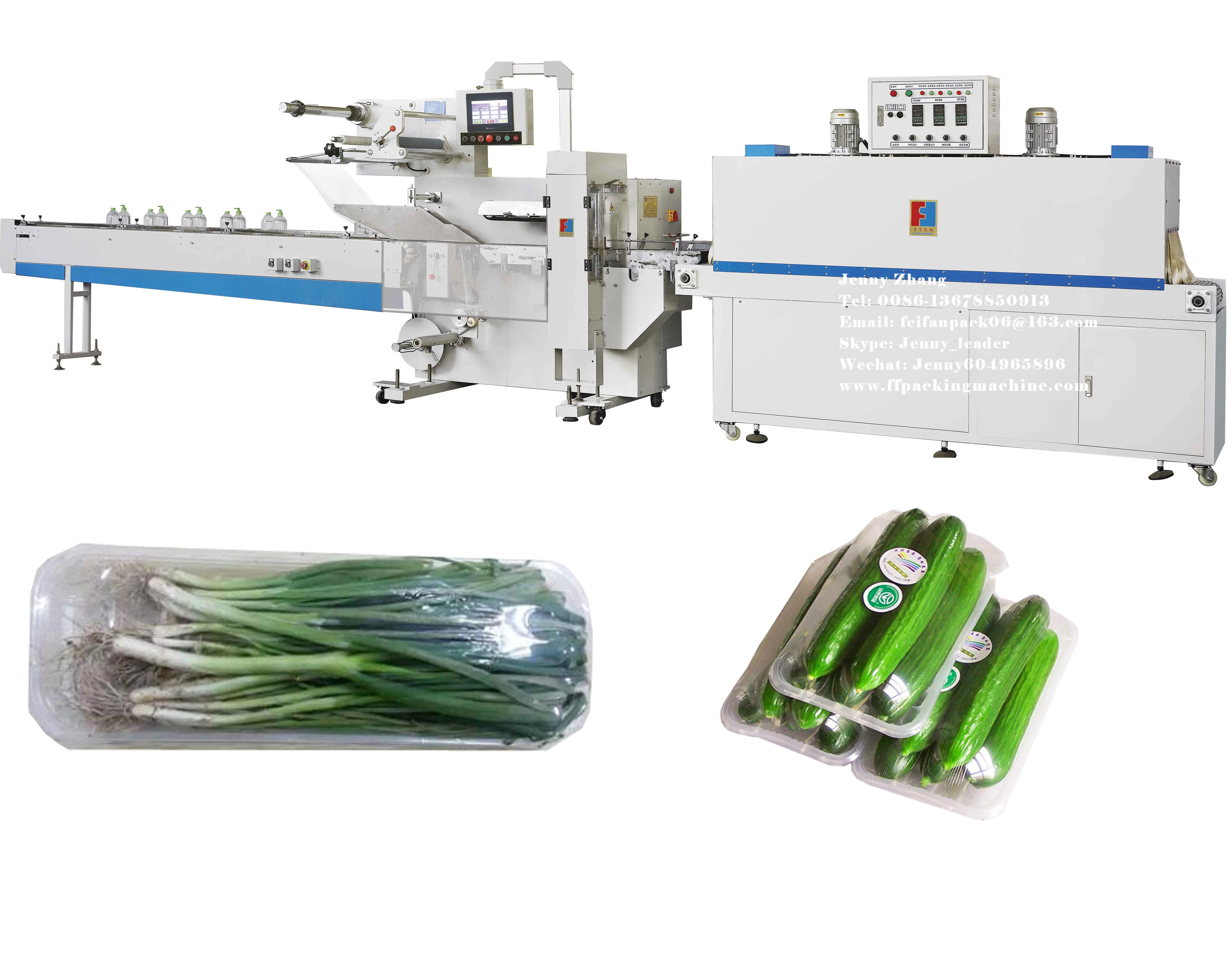 Full Automatic Fresh Vegetable, Fruit Shrink Packaging Machine